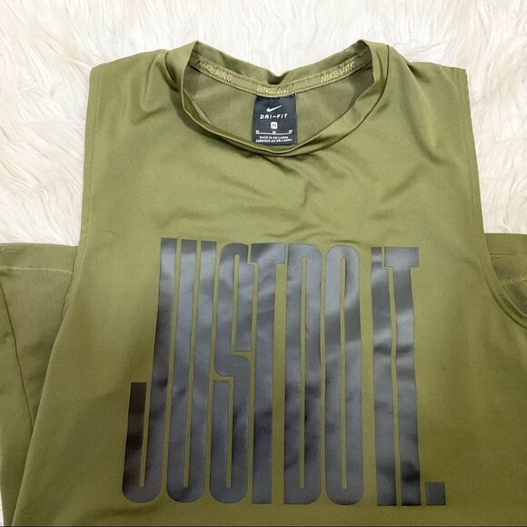 Nike Just Do It Army Green Black Muscle Tank Leggings Matching Set M - Picture 17 of 17